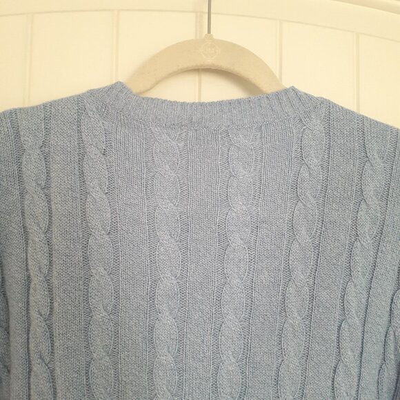 Loro Piana Men Cashmere Cable Knit Crewneck Sweater Light Blue Size 58/Size 3XL - Picture 6 of 12
